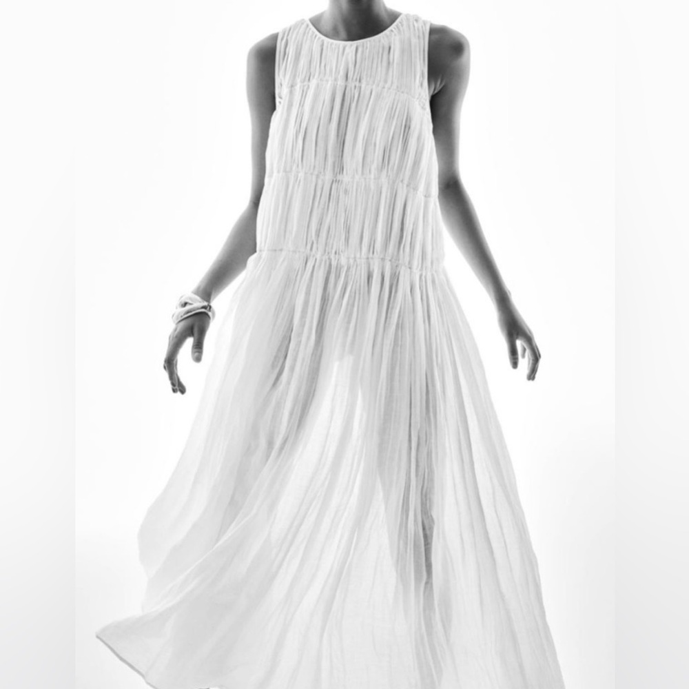 H&M Ramie Maxi Dress - White - Medium - NWOT